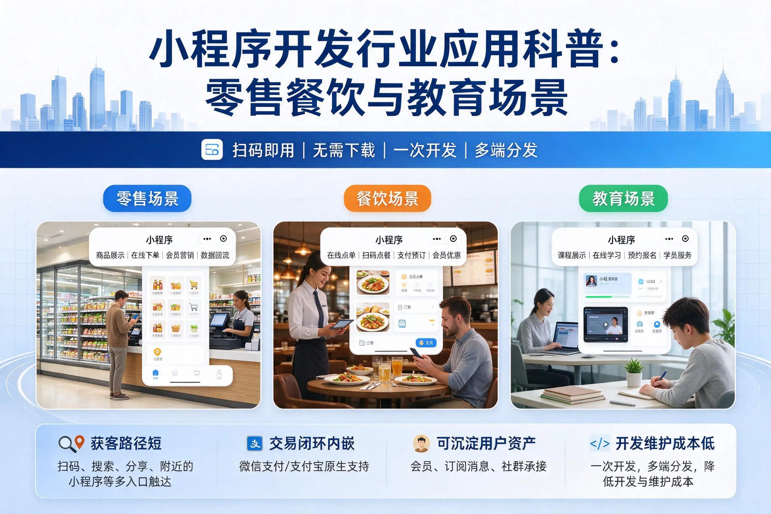 延边小程序开发行业应用科普:零售餐饮与教育场景
