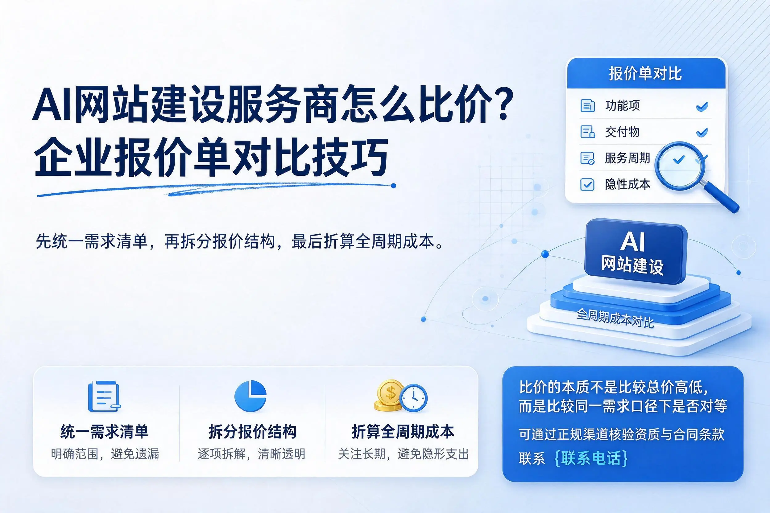 AI网站建设服务商怎么比价?延边企业报价单对比技巧