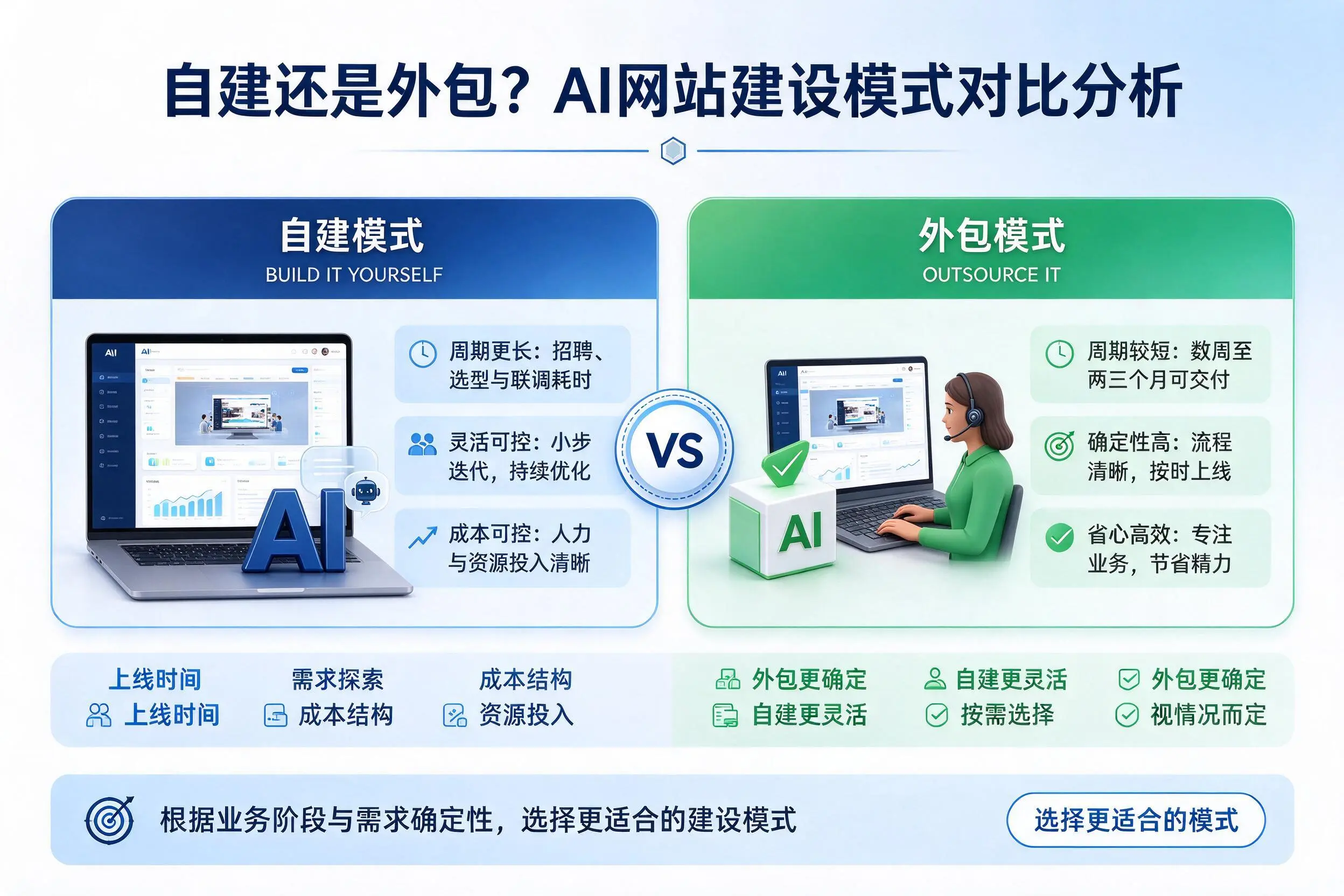 自建还是外包?延边AI网站建设模式对比分析