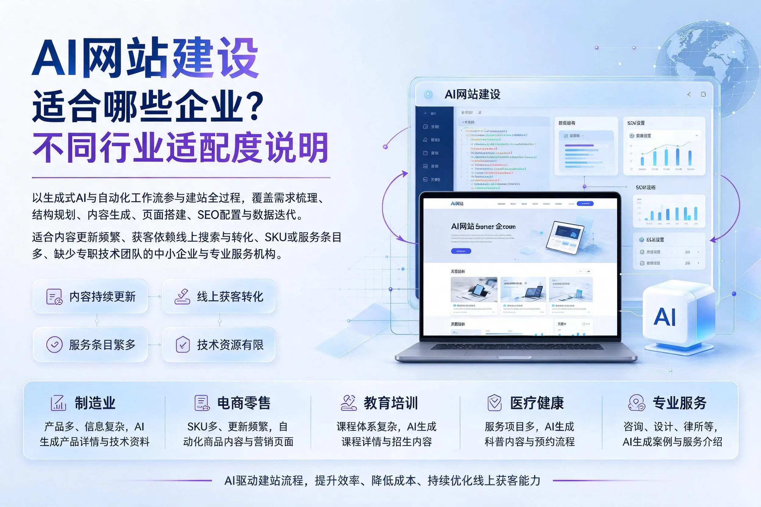 AI网站建设适合哪些企业？延边不同行业适配度说明